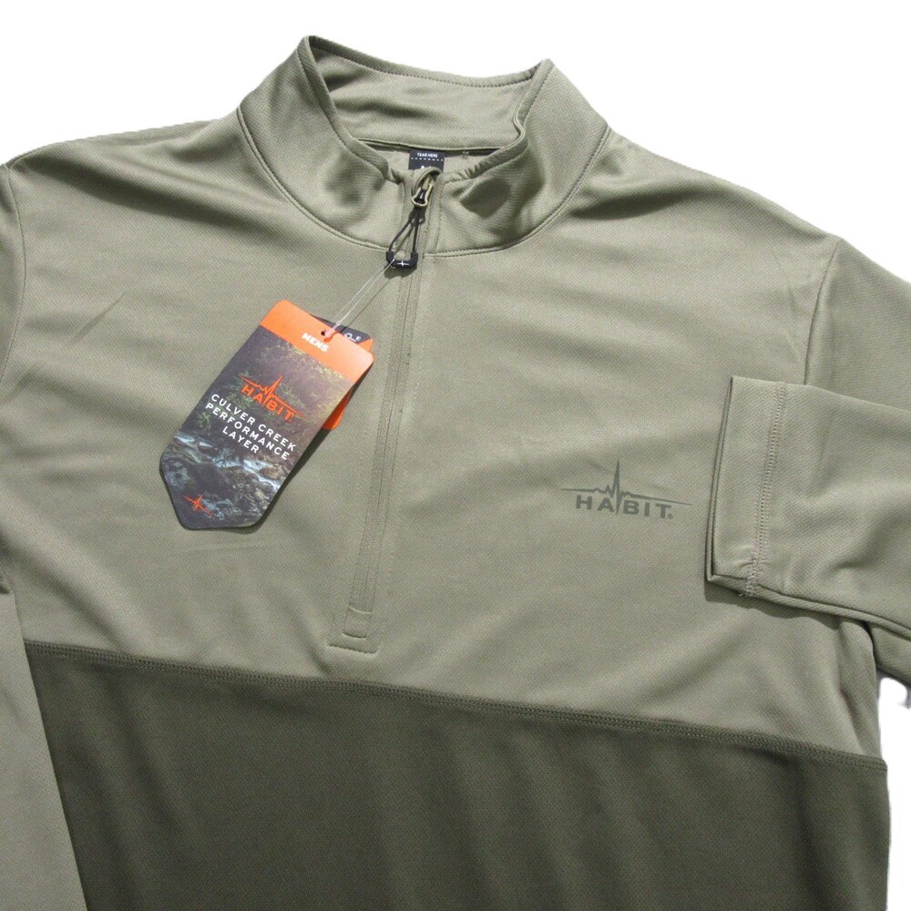 NWT‎ Habit Mens Pullover Culver Creek M Olive Green Quarter Zip Stretch